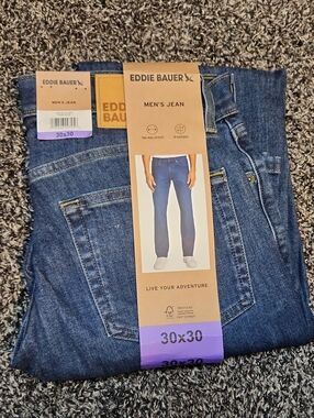 Eddie Bauer Men's Dark Blue Denim Straight Jeans 30x30, 30x29